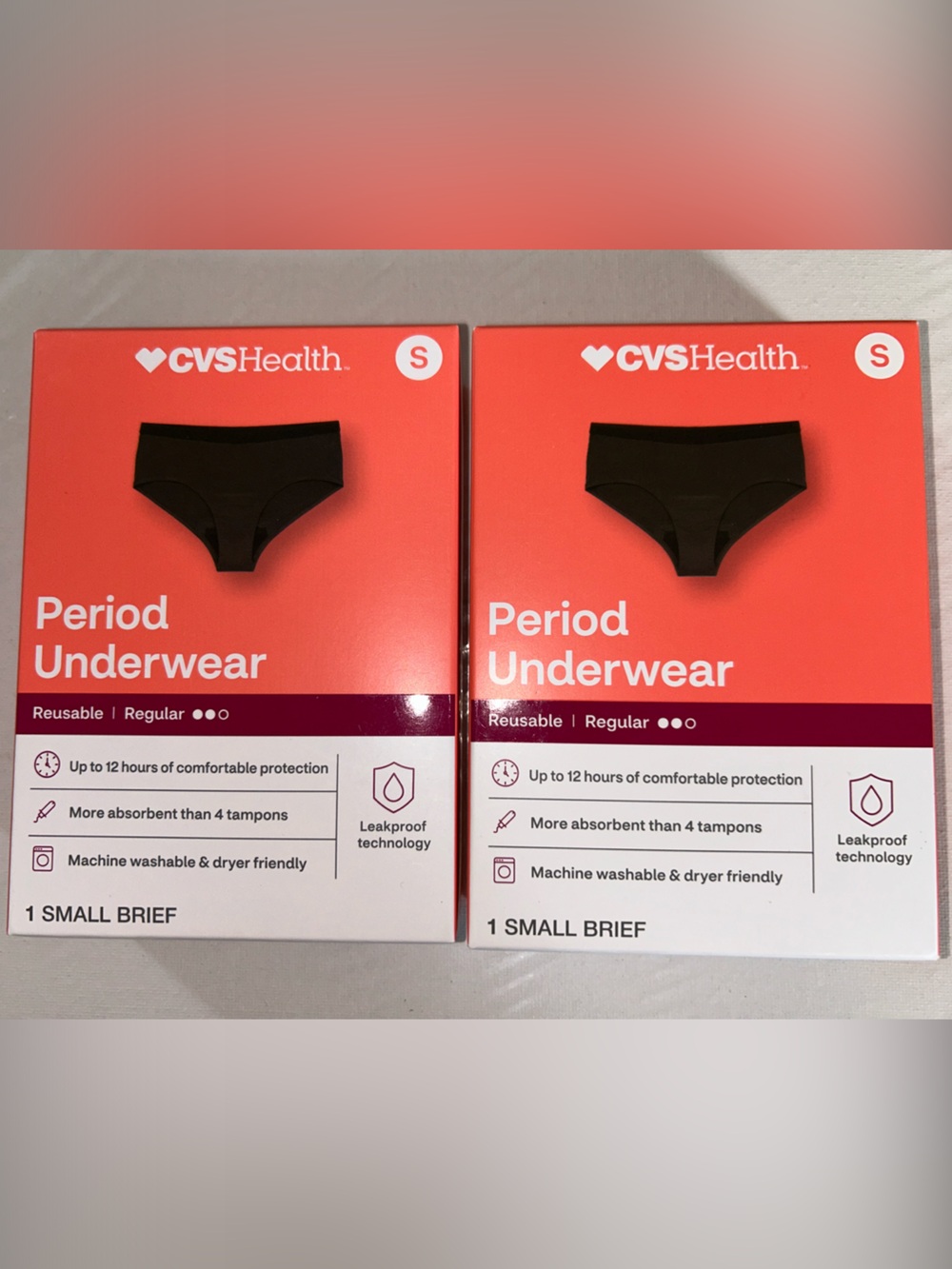 2x NIB CVS Health Women's Black Period Underwear - Small Brief